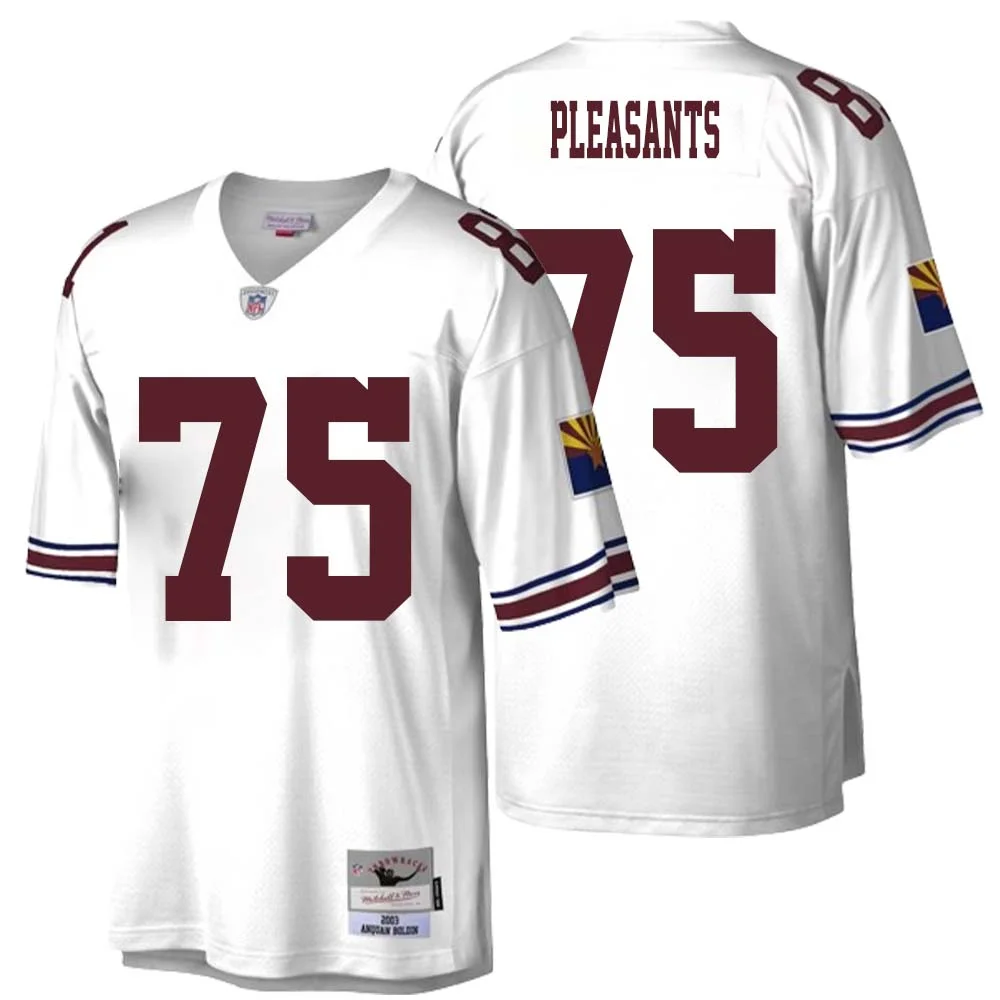 Austen Pleasants No 75 Men Mitchell Ness White Arizona Cardinals Legacy Replica Jersey