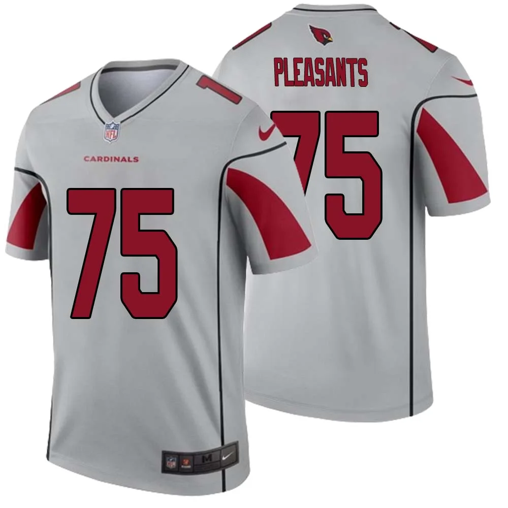 Austen Pleasants No 75 Men Silver Arizona Cardinals Inverted Legend Jersey