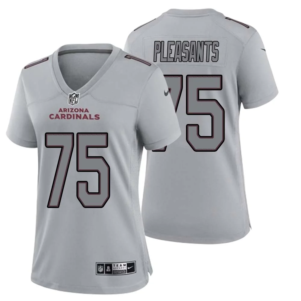 Austen Pleasants No 75 Women Arizona Cardinals Gray Atmosphere Fashion Game Jersey