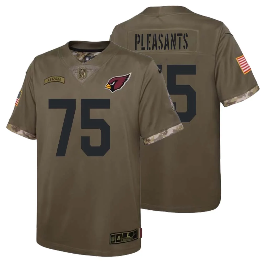Austen Pleasants No 75 Youth Arizona Cardinals Olive 2022 Salute To Service Limited Jersey
