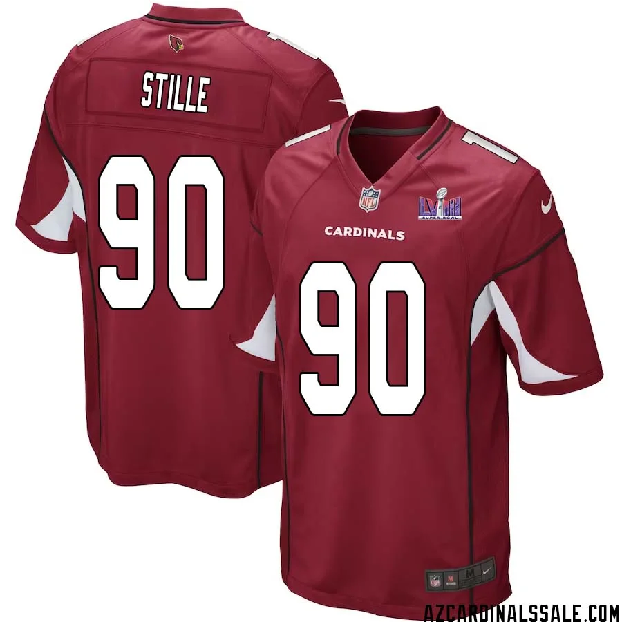 Ben Stille No 90 Arizona Cardinals Super Bowl LVIII Home Game Jersey Cardinal for Men 1