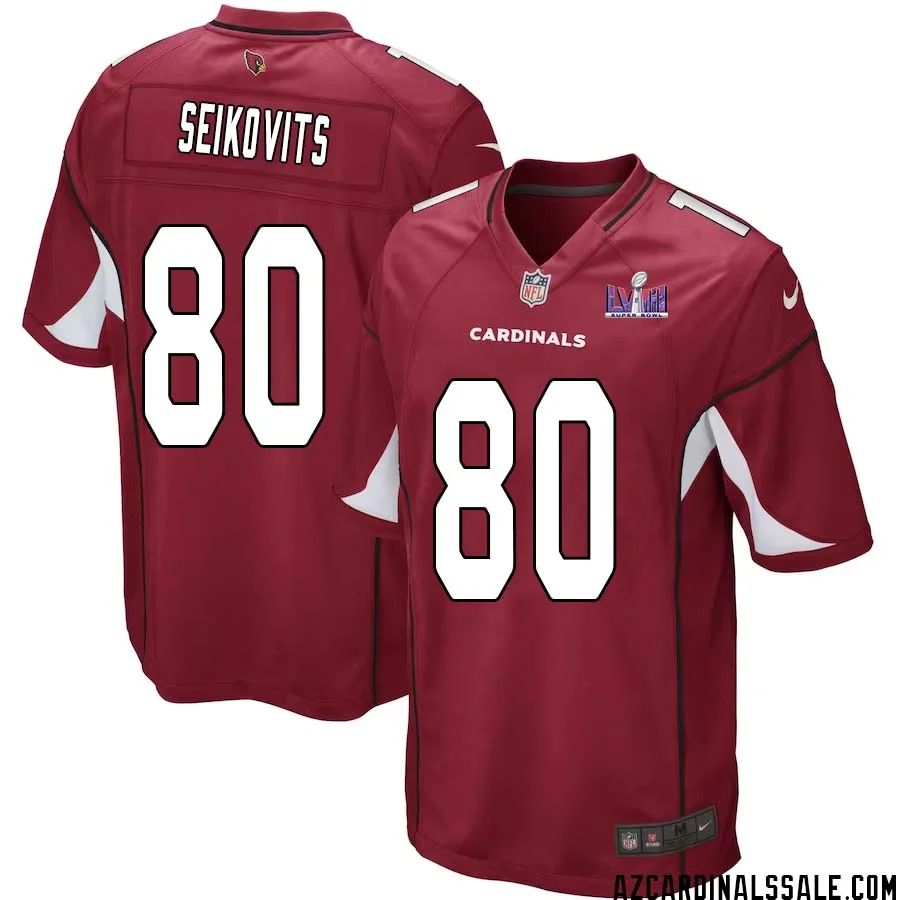 Bernhard Seikovits No 80 Arizona Cardinals Super Bowl LVIII Home Game Jersey Cardinal for Men