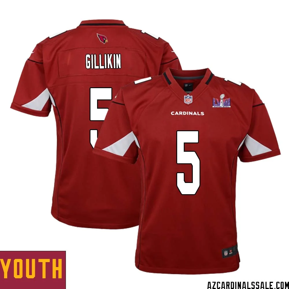 Blake Gillikin No 5 Arizona Cardinals Super Bowl LVIII Home Game Jersey Cardinal for Youth