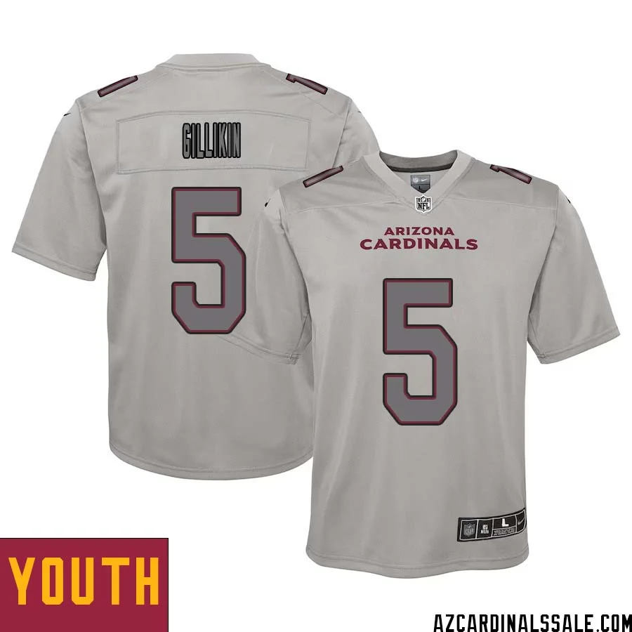Blake Gillikin No 5 Youth Arizona Cardinals Gray Atmosphere Fashion Game Jersey