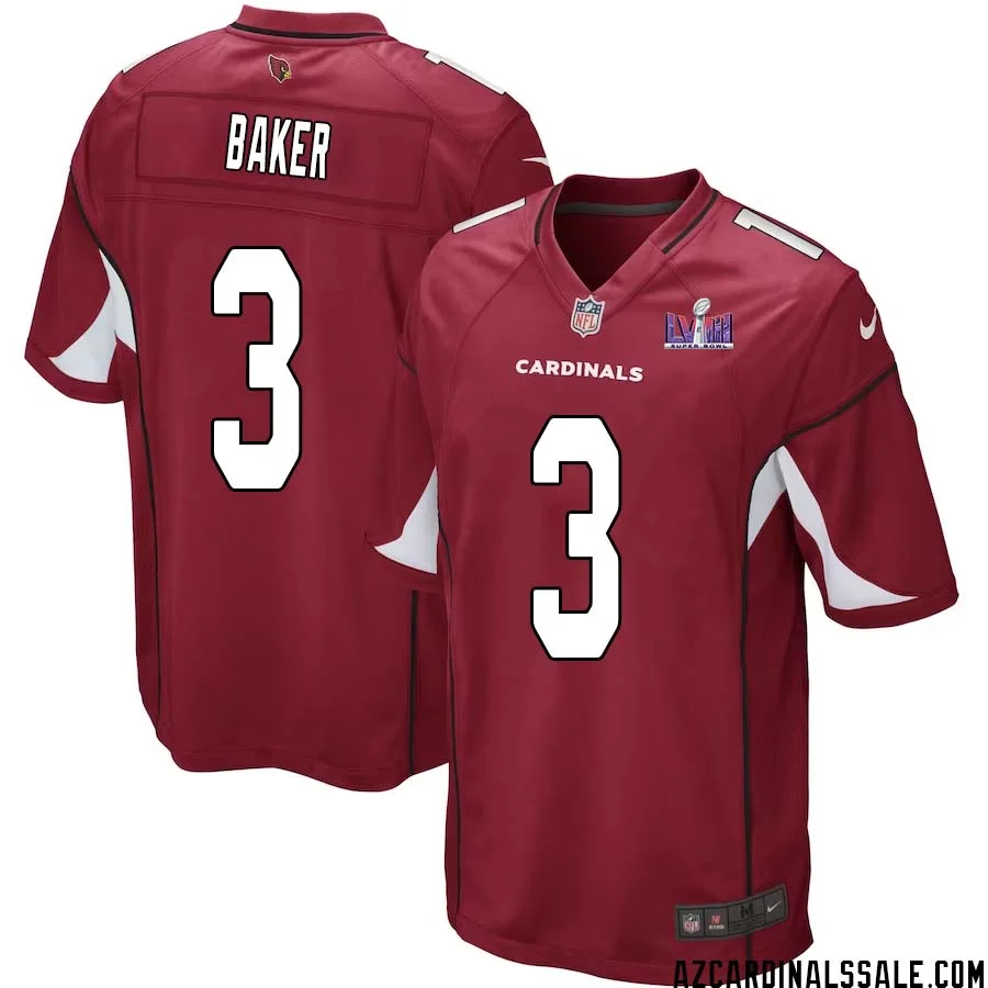 Budda Baker No 3 Arizona Cardinals Super Bowl LVIII Home Game Jersey Cardinal for Men