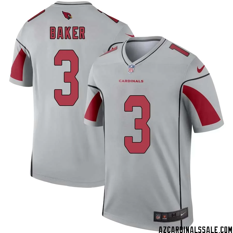 Budda Baker No 3 Men Silver Arizona Cardinals Inverted Legend Jersey