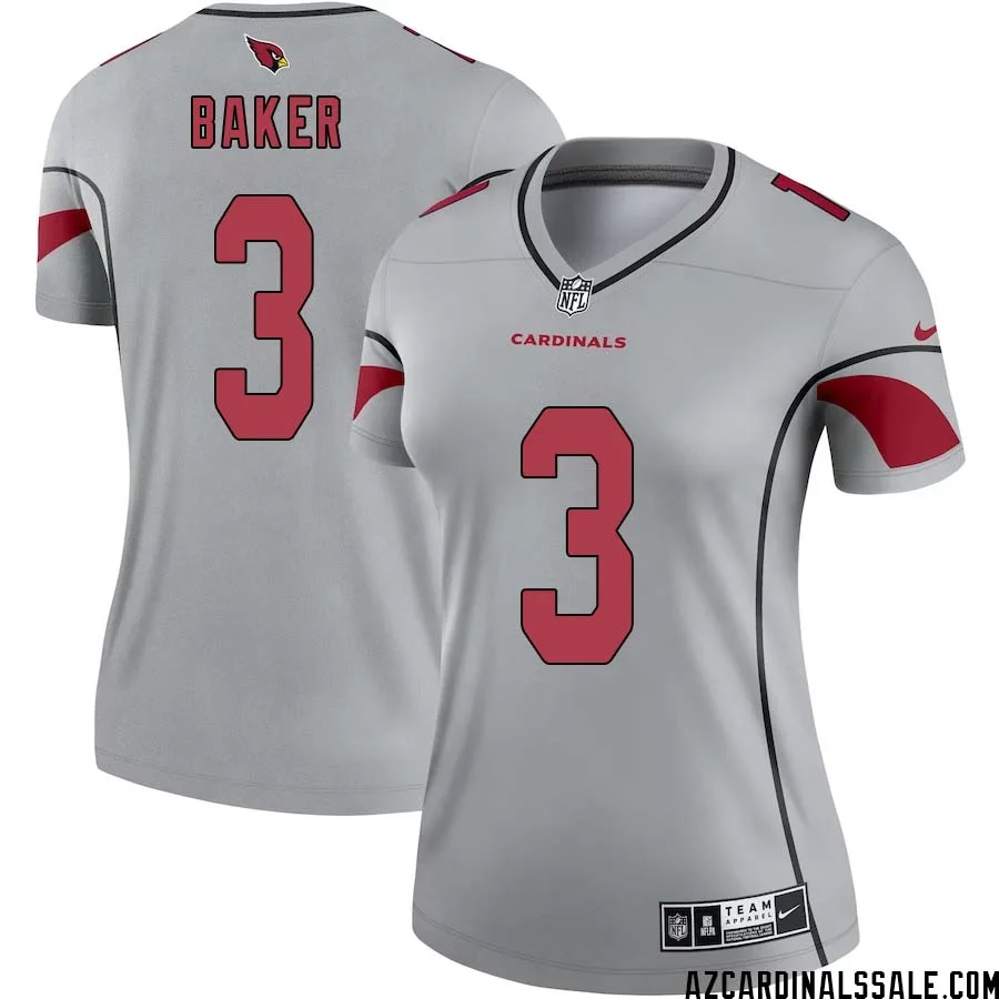 Budda Baker No 3 Women Silver Arizona Cardinals Inverted Legend Jersey 1