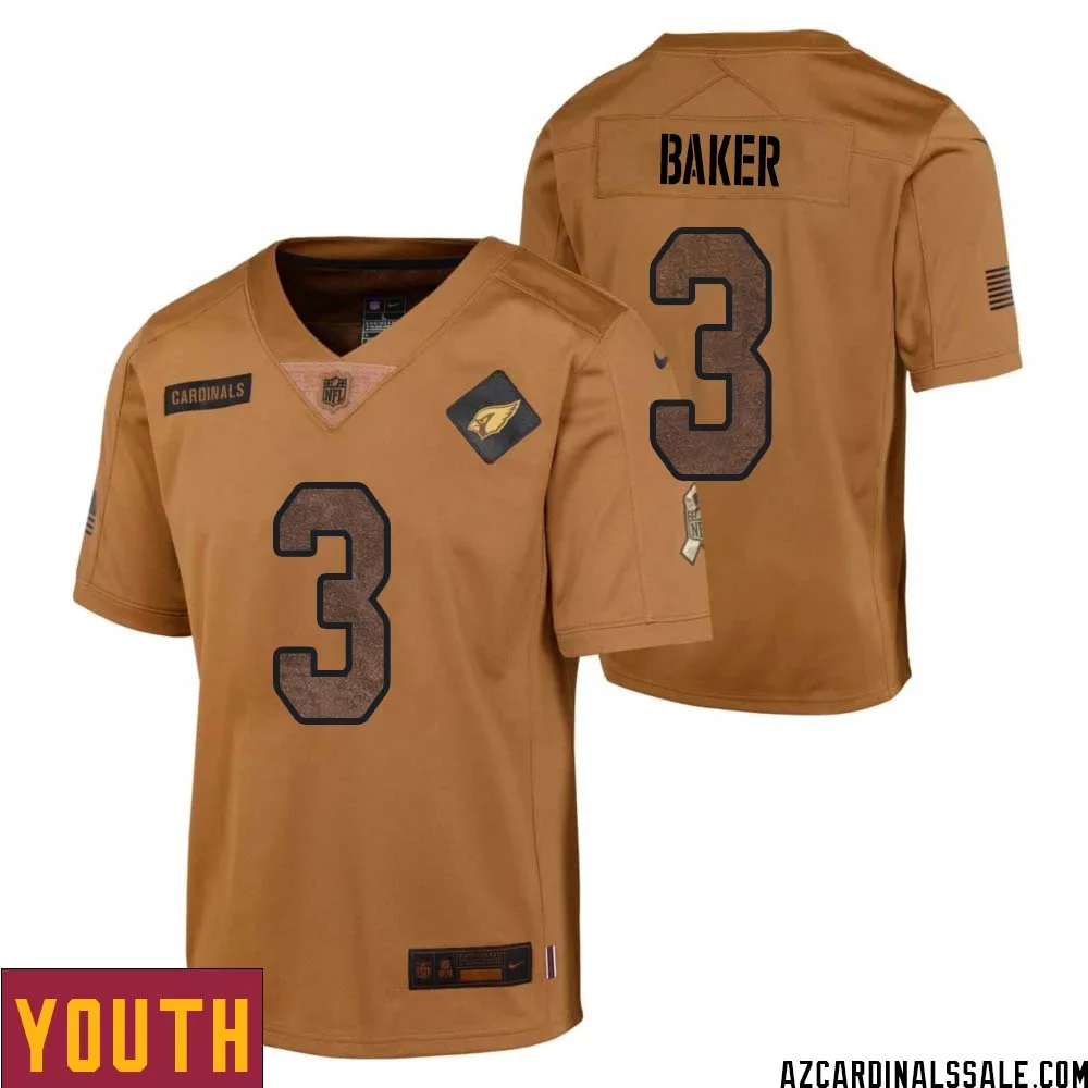 Budda Baker No 3 Youth Brown Arizona Cardinals 2023 Salute To Service Retired Player Limited Jersey 1