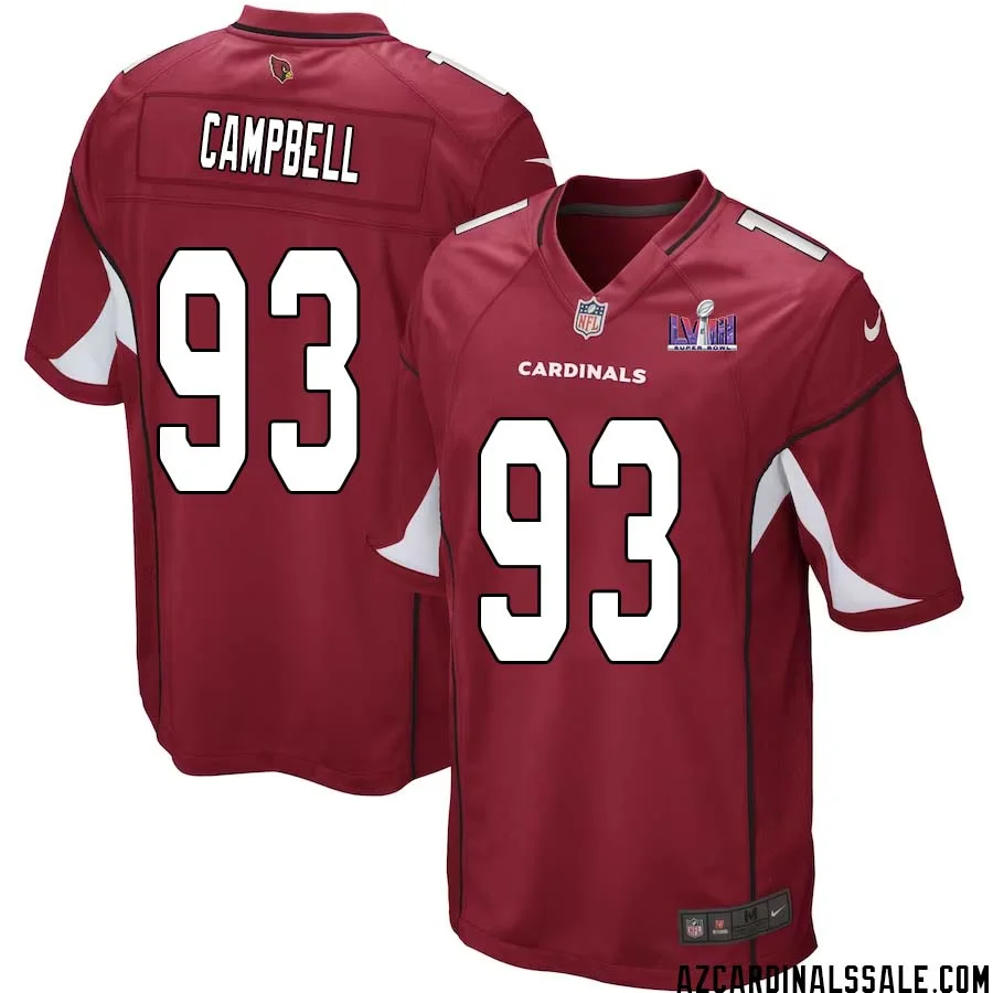 Calais Campbell No 93 Arizona Cardinals Super Bowl LVIII Home Game Jersey Cardinal for Men 1