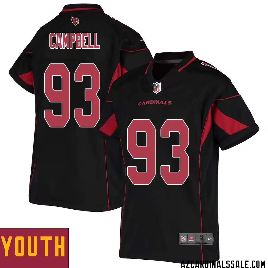Calais Campbell No 93 Youth Black Arizona Cardinals Color Rush Vapor Limited Jersey 1