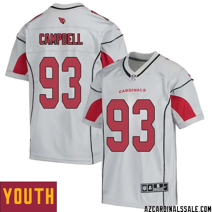 Calais Campbell No 93 Youth Silver Arizona Cardinals Inverted Legend Jersey