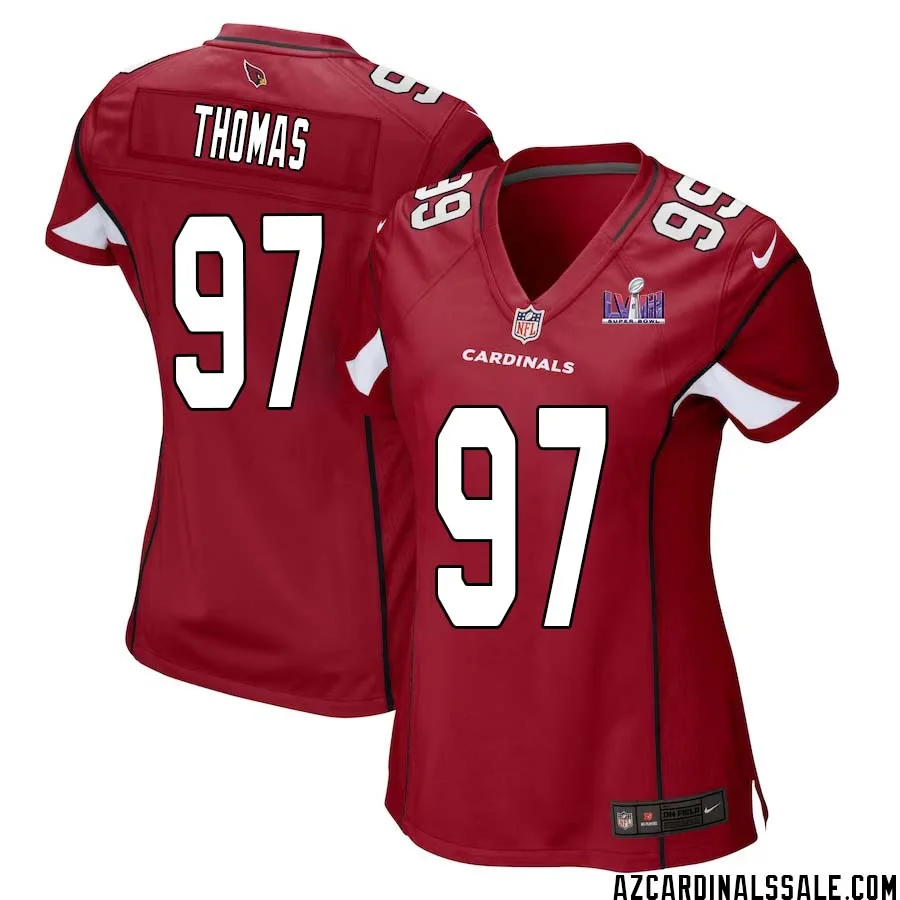 Cameron Thomas No 97 Arizona Cardinals Super Bowl LVIII Home Game Jersey Cardinal for Women