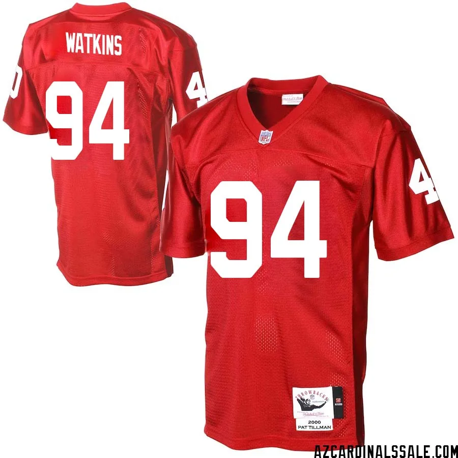 Carlos Watkins No 94 Men Arizona Cardinals Mitchell Ness Cardinal Authentic Throwback Jersey