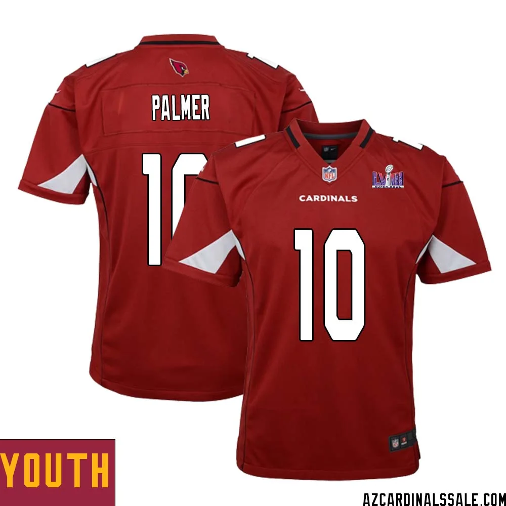 Carson Palmer No 10 Arizona Cardinals Super Bowl LVIII Home Game Jersey Cardinal for Youth 1