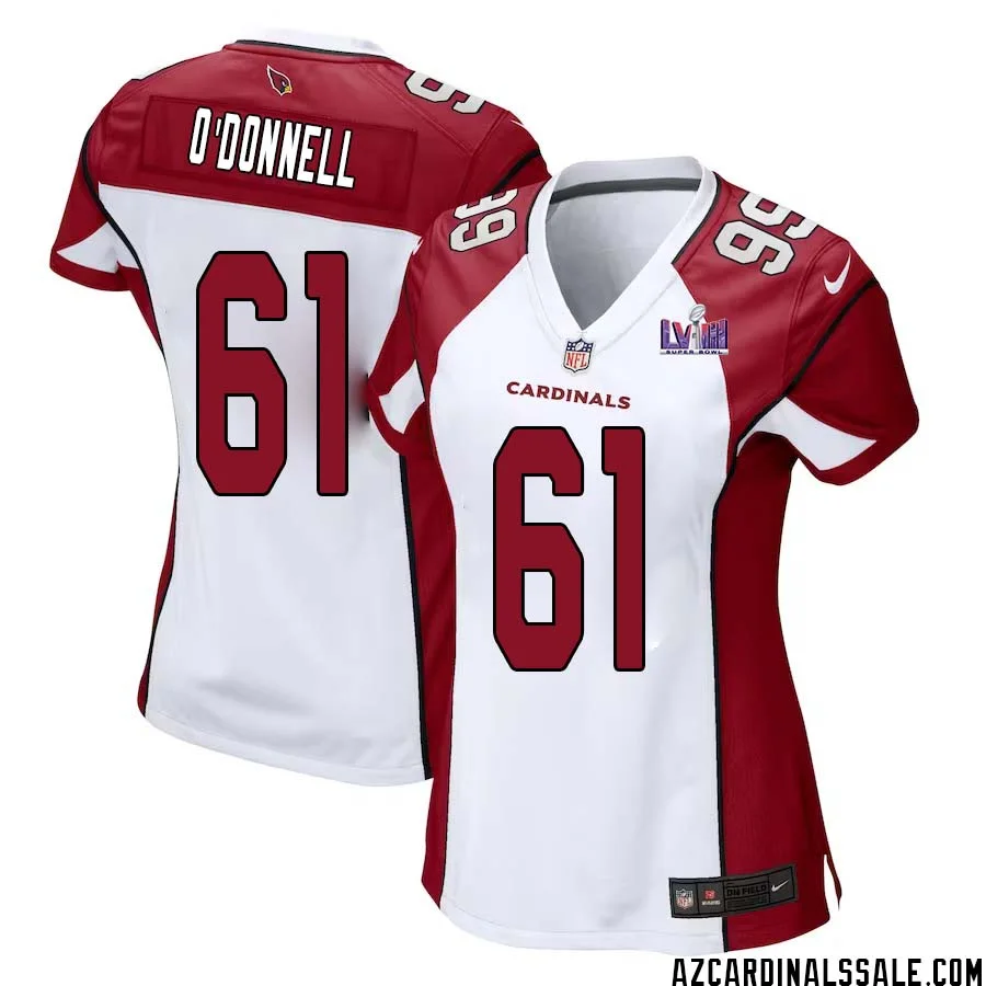 Carter ODonnell No 61 Arizona Cardinals Super Bowl LVIII Away Game Jersey Cardinal for Women