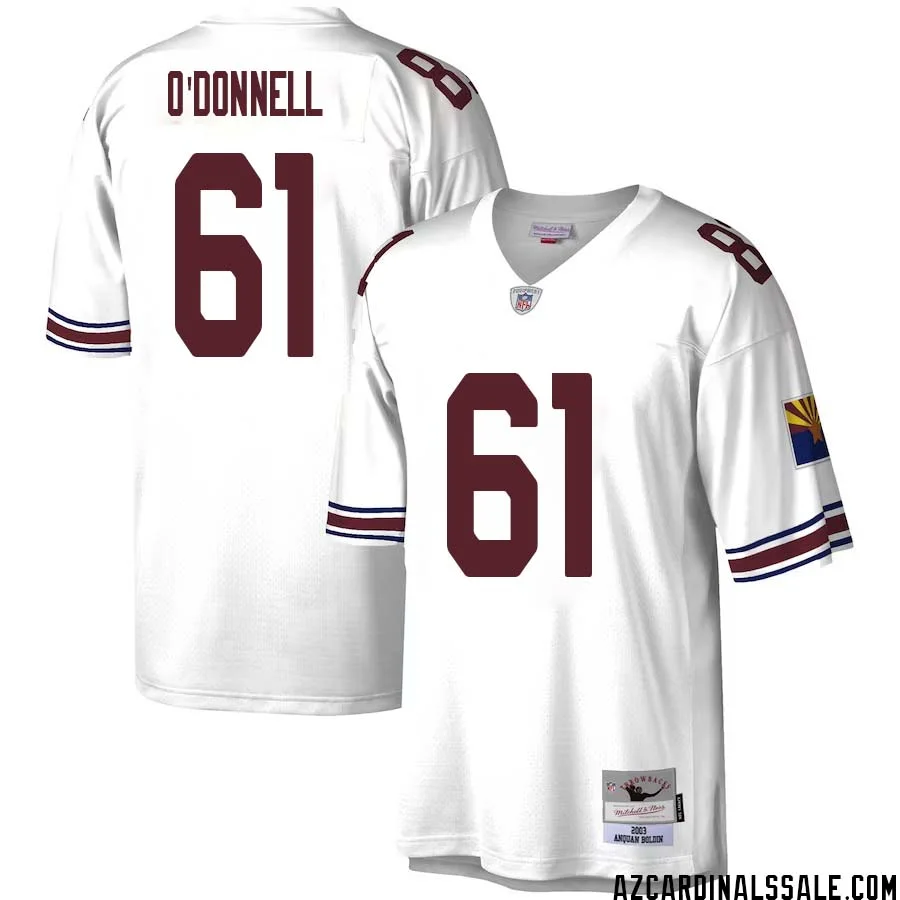 Carter ODonnell No 61 Men Mitchell Ness White Arizona Cardinals Legacy Replica Jersey 1