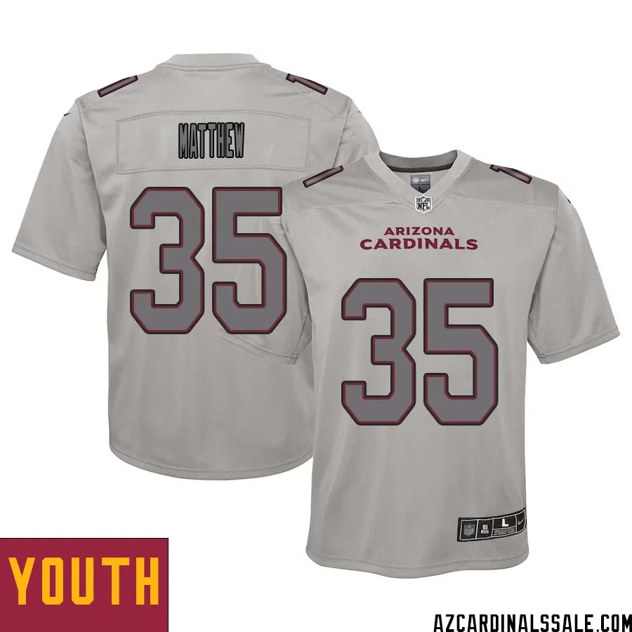Christian Matthew No 35 Youth Arizona Cardinals Gray Atmosphere Fashion Game Jersey