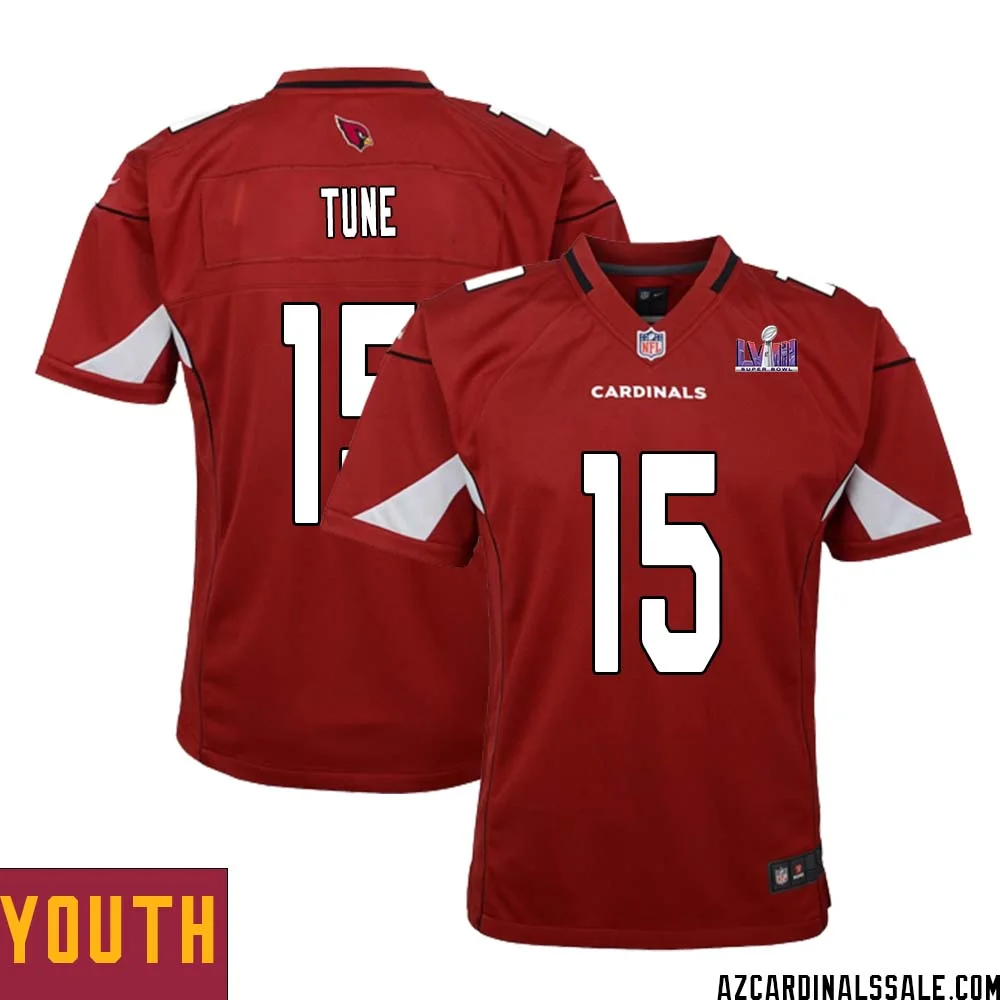 Clayton Tune No 15 Arizona Cardinals Super Bowl LVIII Home Game Jersey Cardinal for Youth