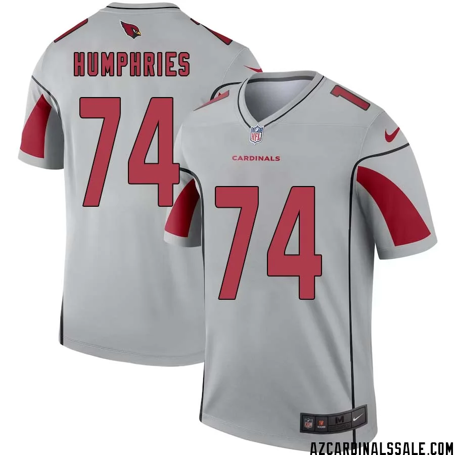 D.J. Humphries No 74 Men Silver Arizona Cardinals Inverted Legend Jersey 1
