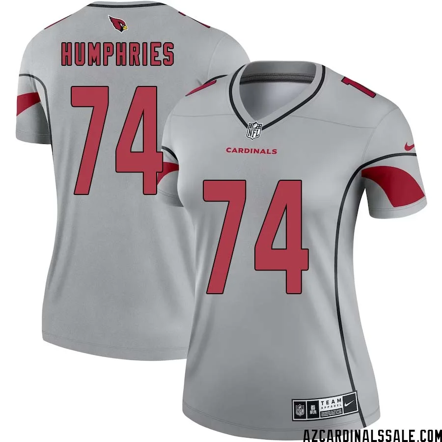 D.J. Humphries No 74 Women Silver Arizona Cardinals Inverted Legend Jersey