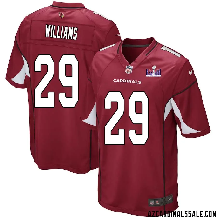 Damien Williams No 29 Arizona Cardinals Super Bowl LVIII Home Game Jersey Cardinal for Men