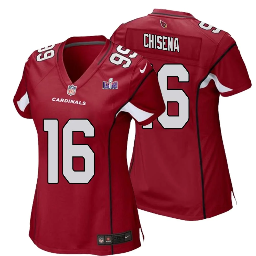 Dan Chisena No 16 Arizona Cardinals Super Bowl LVIII Away Game Jersey Cardinal for Women 1