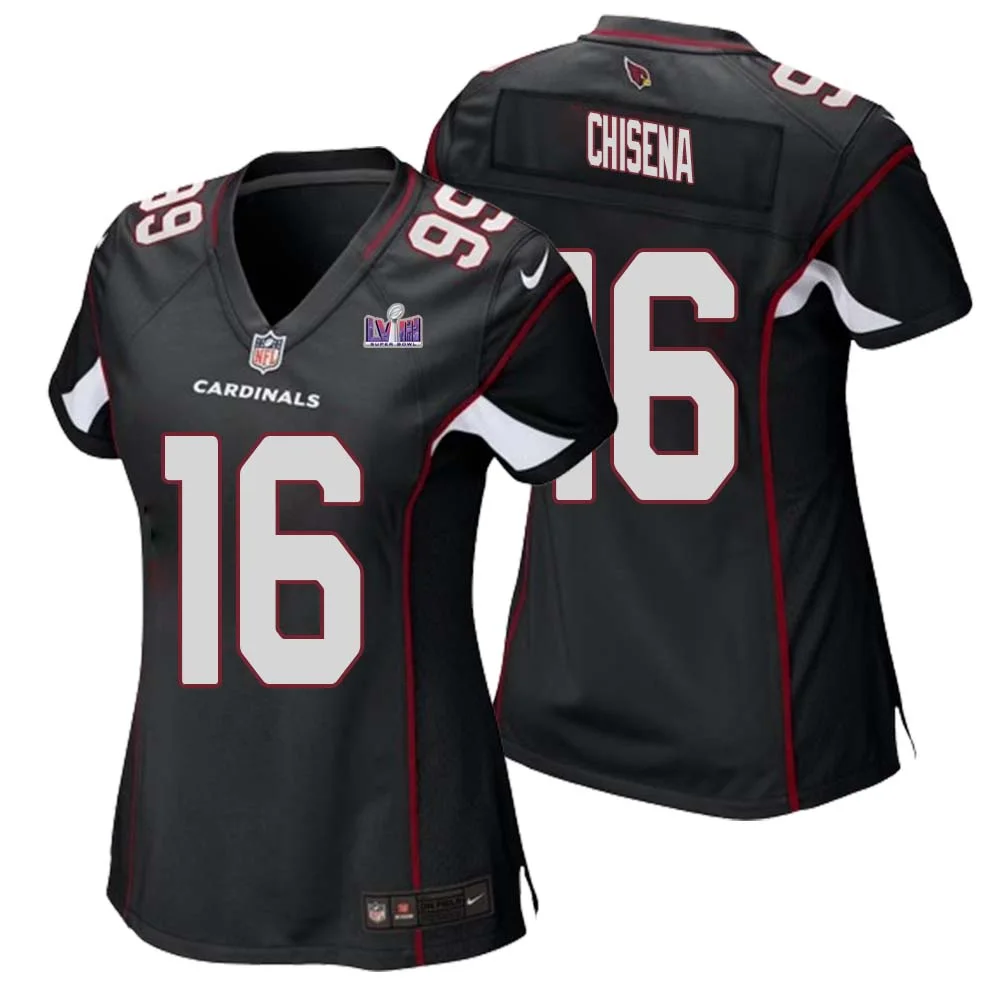 Dan Chisena No 16 Arizona Cardinals Super Bowl LVIII Black Alternate Game Jersey Cardinal for Women
