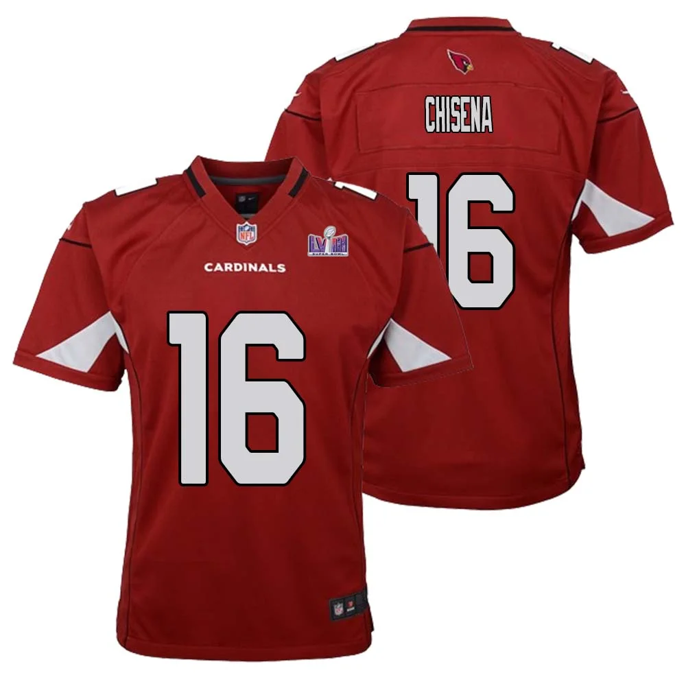 Dan Chisena No 16 Arizona Cardinals Super Bowl LVIII Home Game Jersey Cardinal for Youth