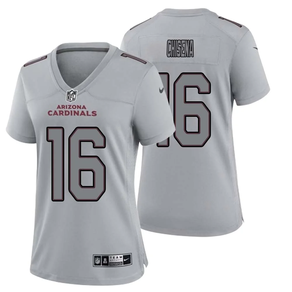 Dan Chisena No 16 Women Arizona Cardinals Gray Atmosphere Fashion Game Jersey 1