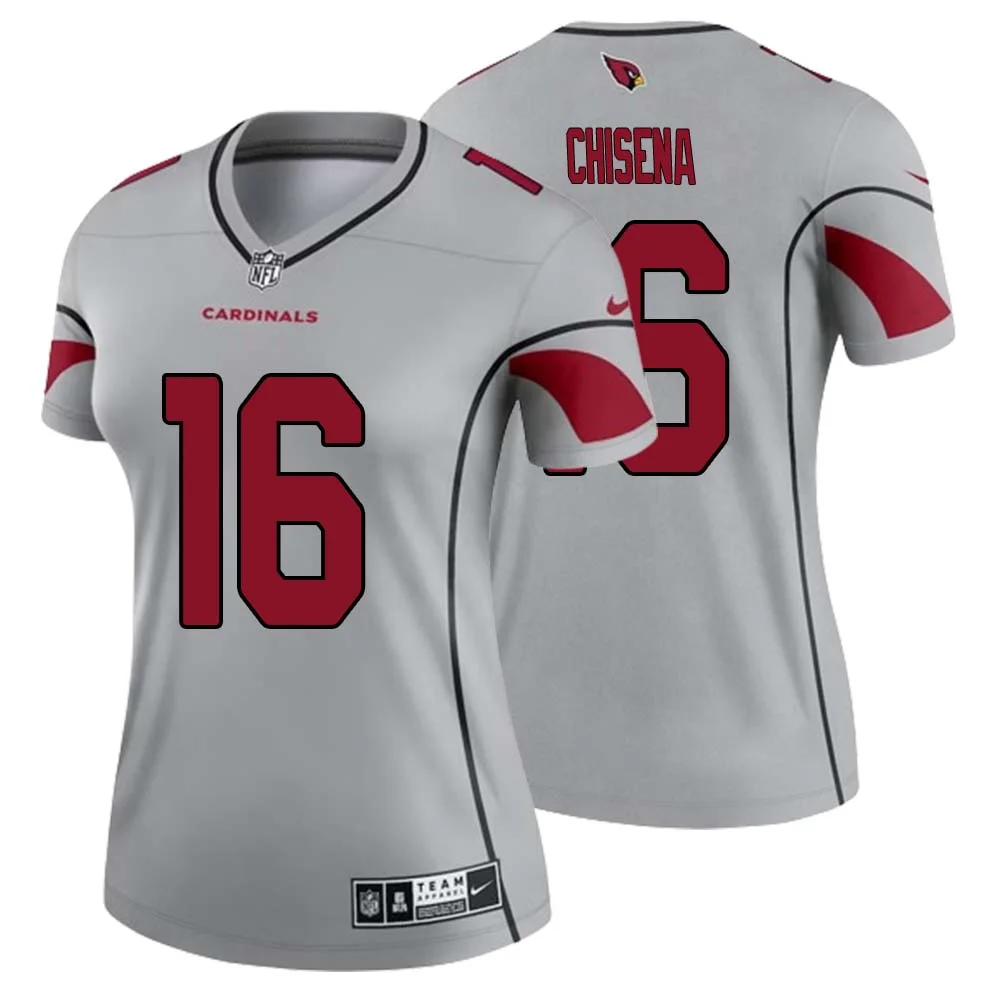Dan Chisena No 16 Women Silver Arizona Cardinals Inverted Legend Jersey 1