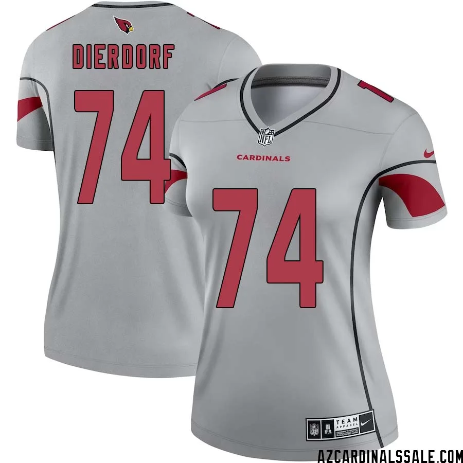 Dan Dierdorf No 74 Women Silver Arizona Cardinals Inverted Legend Jersey