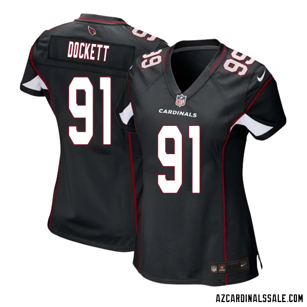 Darnell Dockett No 91 Arizona Cardinals Black Alternate Game Jersey Cardinal for Women 1
