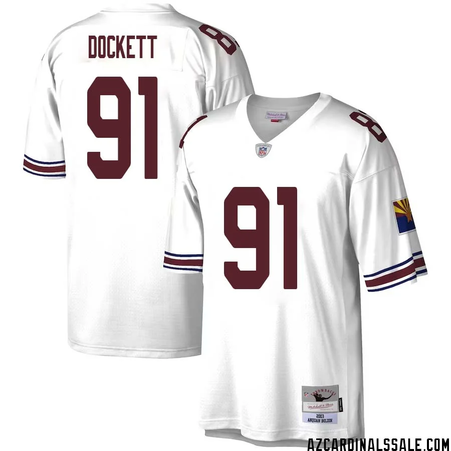 Darnell Dockett No 91 Men Mitchell Ness White Arizona Cardinals Legacy Replica Jersey 1