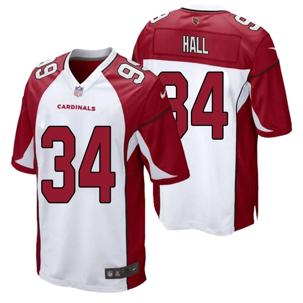 Darren Hall No 34 Arizona Cardinals Away Game Jersey Cardinal for Men