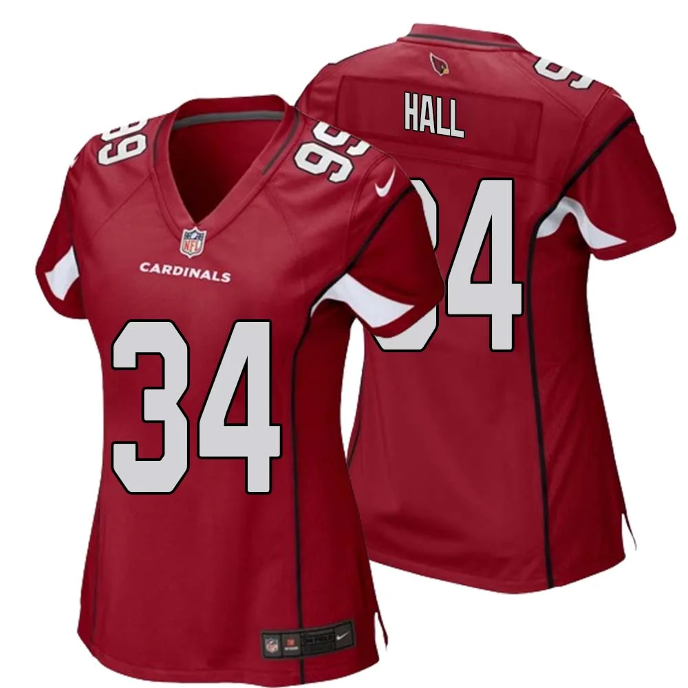 Darren Hall No 34 Arizona Cardinals Away Game Jersey Cardinal for Women