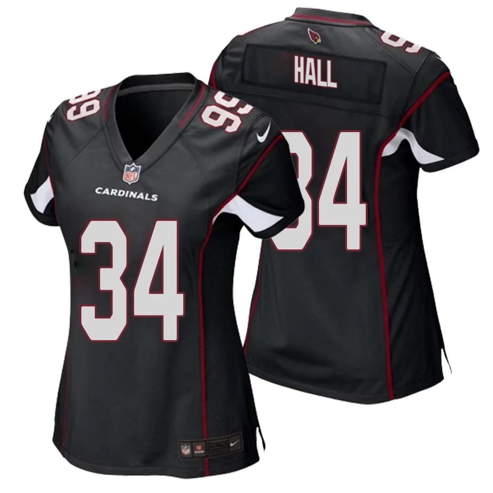 Darren Hall No 34 Arizona Cardinals Black Alternate Game Jersey Cardinal for Women