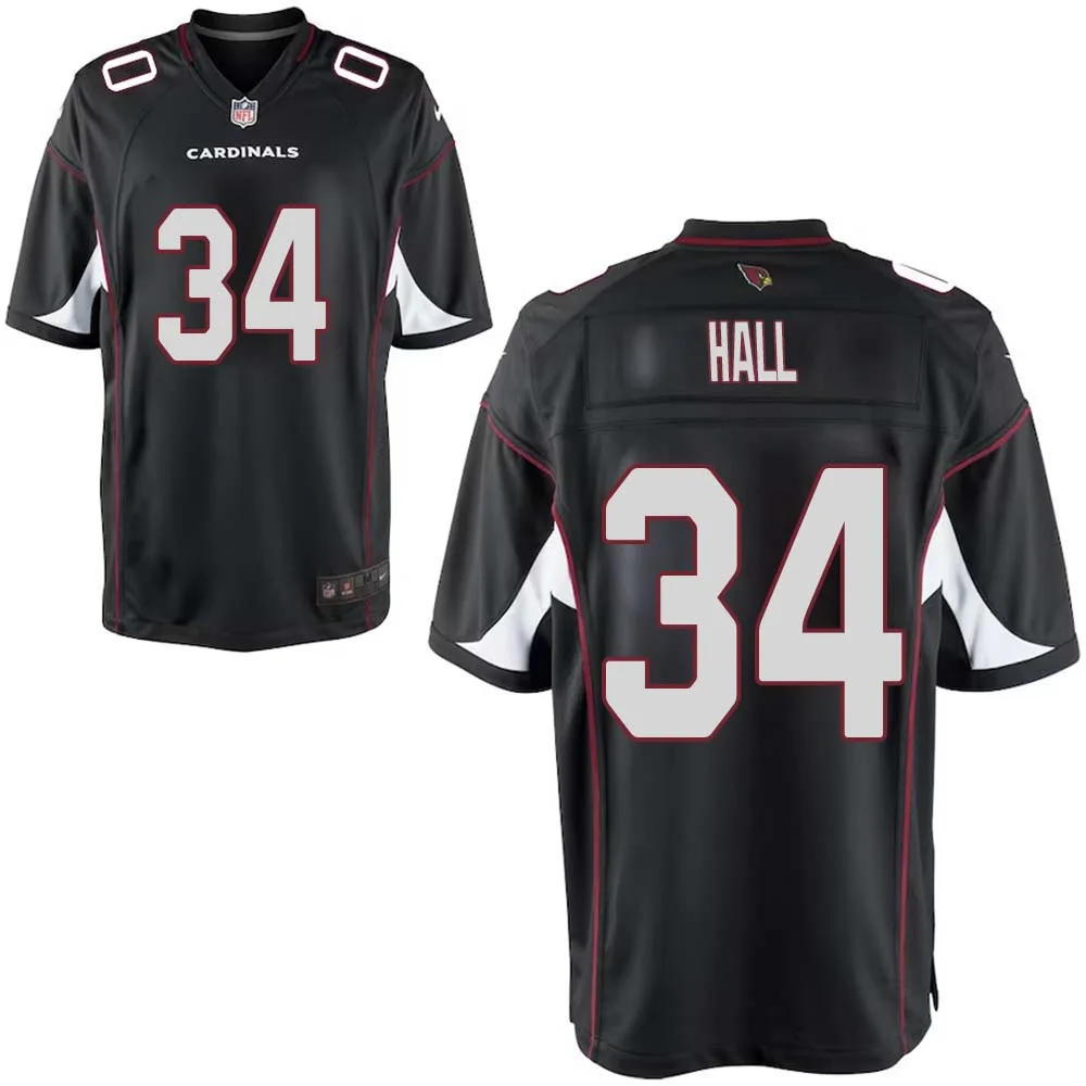 Darren Hall No 34 Arizona Cardinals Black Alternate Game Jersey Cardinal for Youth