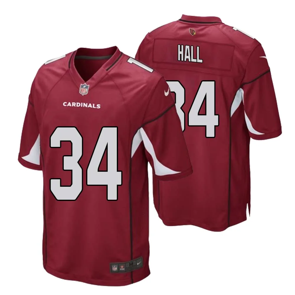 Darren Hall No 34 Arizona Cardinals Home Game Jersey Cardinal for Men