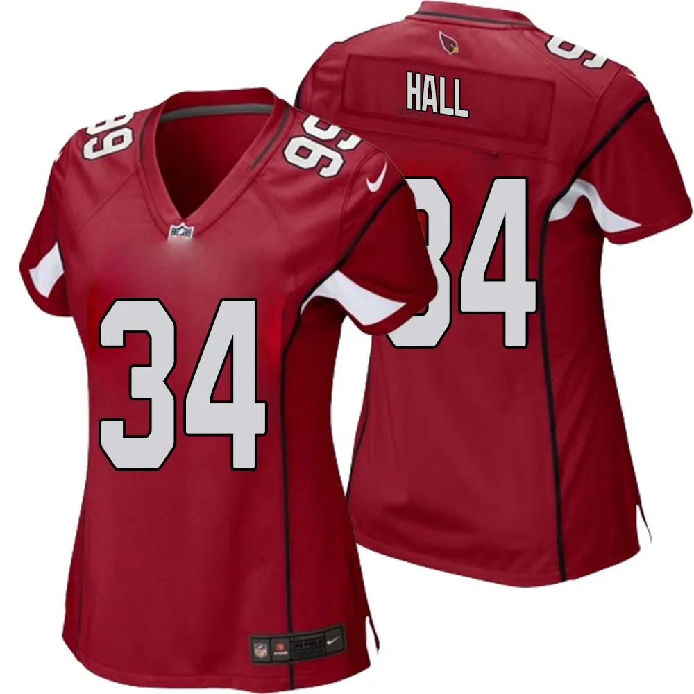Darren Hall No 34 Arizona Cardinals Home Game Jersey Cardinal for Women
