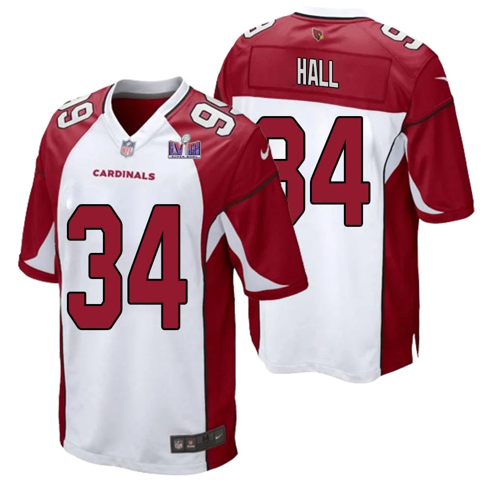 Darren Hall No 34 Arizona Cardinals Super Bowl LVIII Away Game Jersey Cardinal for Men