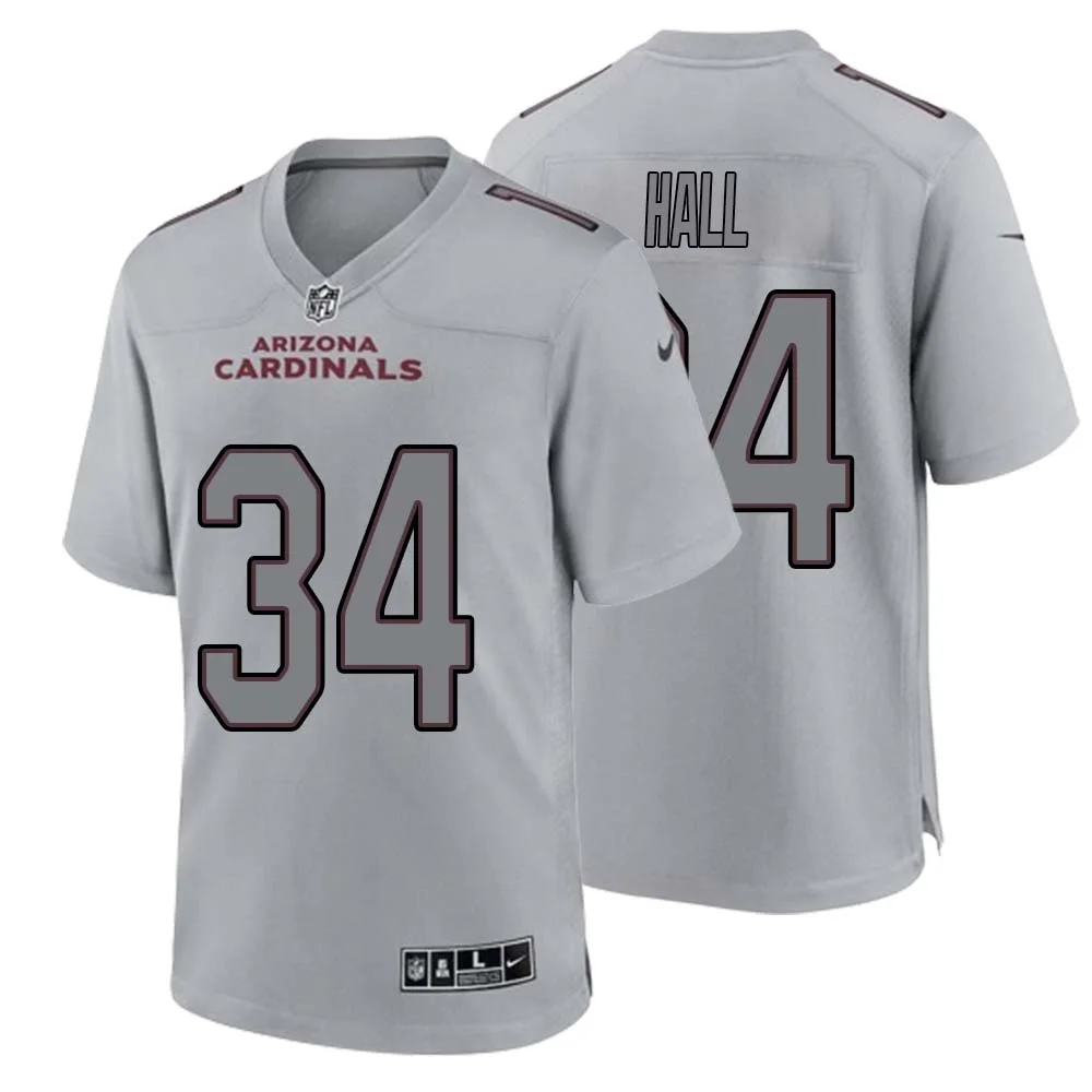 Darren Hall No 34 Men Arizona Cardinals Gray Atmosphere Fashion Game Jersey