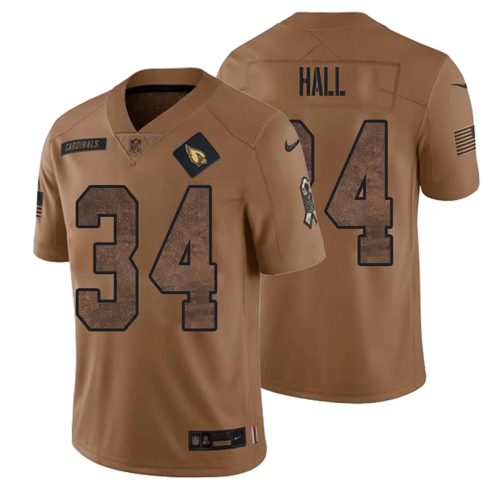 Darren Hall No 34 Men Brown Arizona Cardinals 2023 Salute To Service Retired Player Limited Jersey