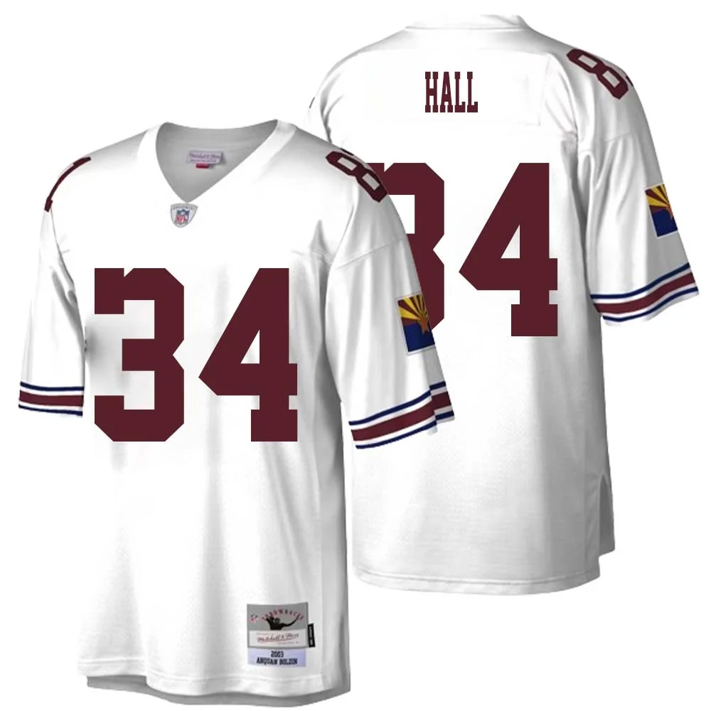 Darren Hall No 34 Men Mitchell Ness White Arizona Cardinals Legacy Replica Jersey
