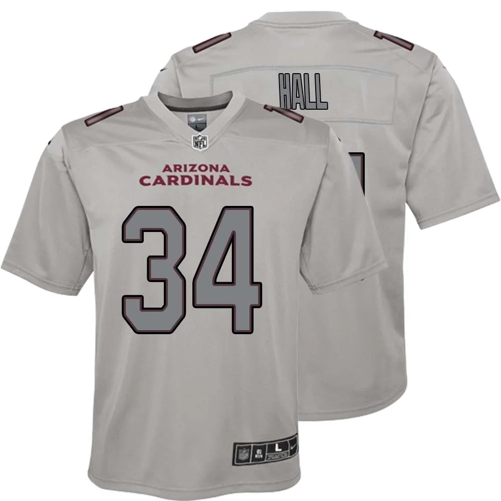 Darren Hall No 34 Youth Arizona Cardinals Gray Atmosphere Fashion Game Jersey