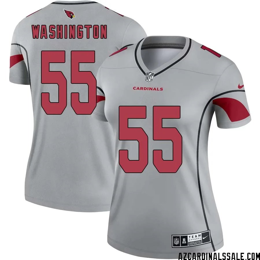 Daryl Washington No 55 Women Silver Arizona Cardinals Inverted Legend Jersey 1