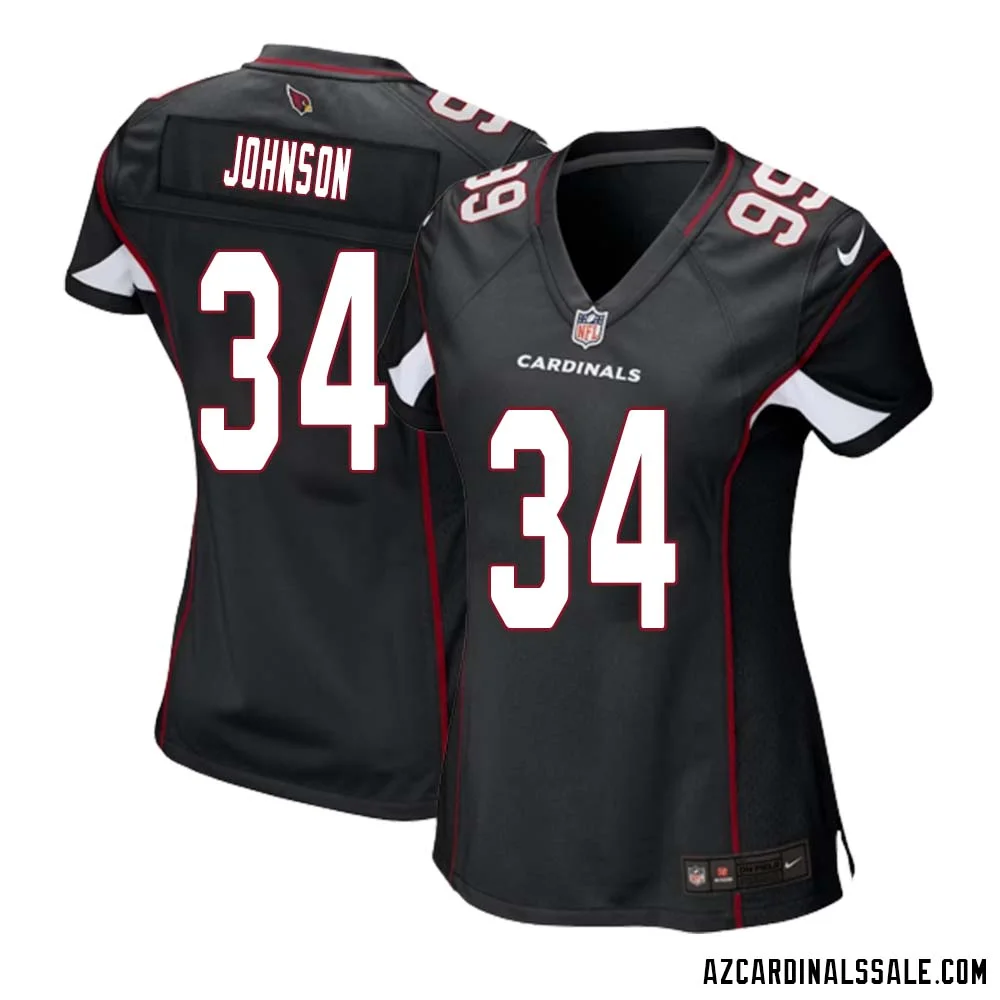 David Johnson No 34 Arizona Cardinals Black Alternate Game Jersey Cardinal for Women