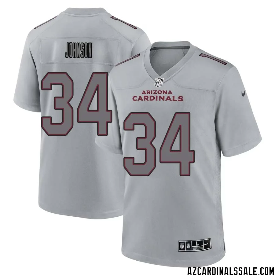 David Johnson No 34 Men Arizona Cardinals Gray Atmosphere Fashion Game Jersey