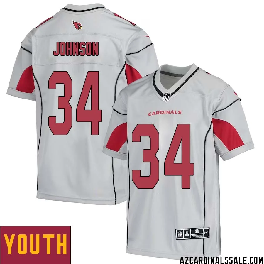 David Johnson No 34 Youth Silver Arizona Cardinals Inverted Legend Jersey 1