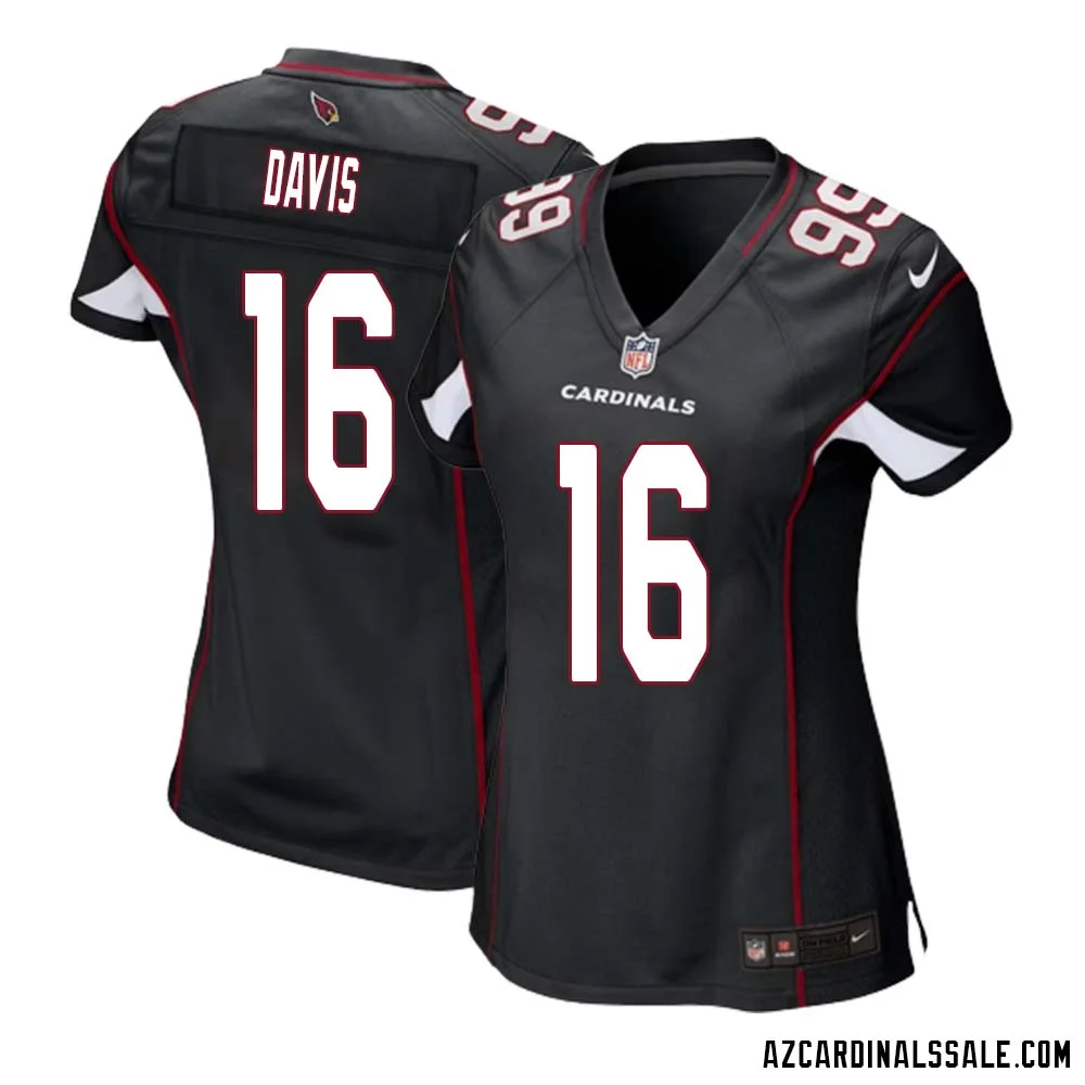 Davion Davis No 16 Arizona Cardinals Black Alternate Game Jersey Cardinal for Women