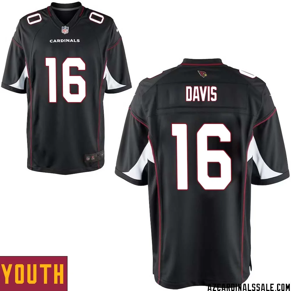 Davion Davis No 16 Arizona Cardinals Black Alternate Game Jersey Cardinal for Youth 1